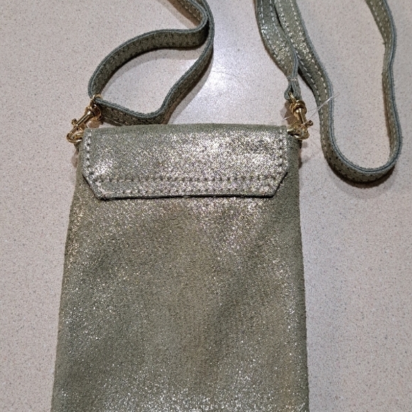$3. start gold-Gray Crossbody Bag with Flap Closure and Gold-Toned Hardware - Picture 9 of 9